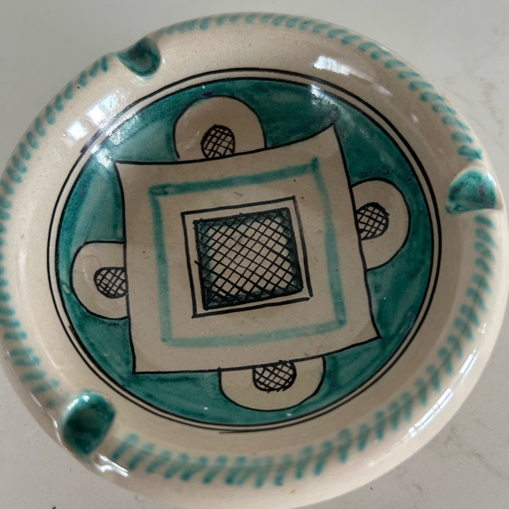 Vintage ceramic ashtray or use as catchall , handcrafted and hand-painted Italy.